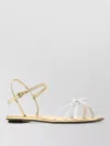 Prada Leather Sandals Open Toe Flat Sole Bow In Multi