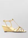 Prada Metallic Wedge Sandals Ankle Strap Open Toe In Gold
