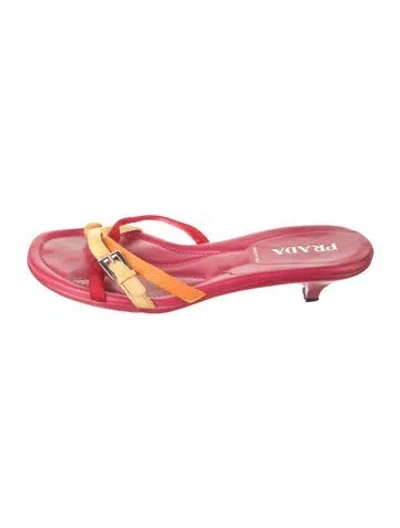 Pre-owned Prada Leather Sandals In Red