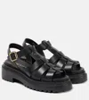 Prada Leather Cage Sandals In Schwarz