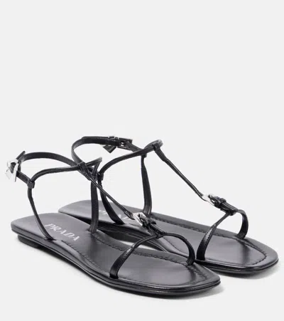Prada Sandalen Aus Leder In Schwarz