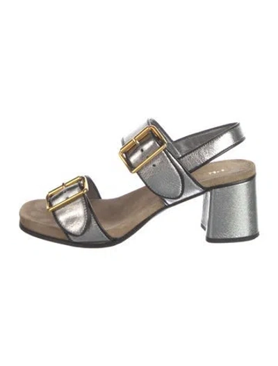 Pre-owned Prada Leather Sandals In Silver