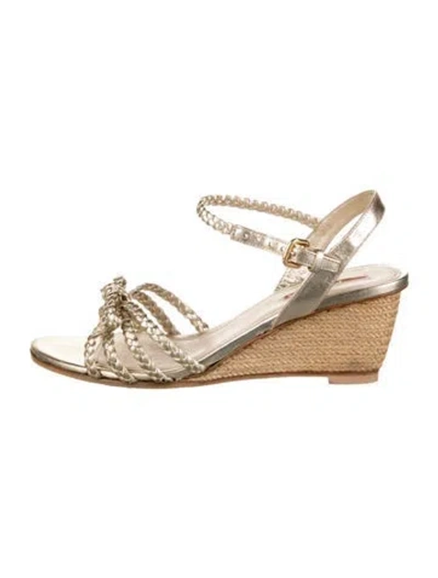 Pre-owned Prada Leather Sandals In Silver