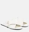 Prada Nappa Leather Flat Open Toe Sandals In White
