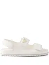 Prada Leather Triangle Sandals In White