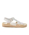 Prada Leather Fisherman Espadrille Sandals In White