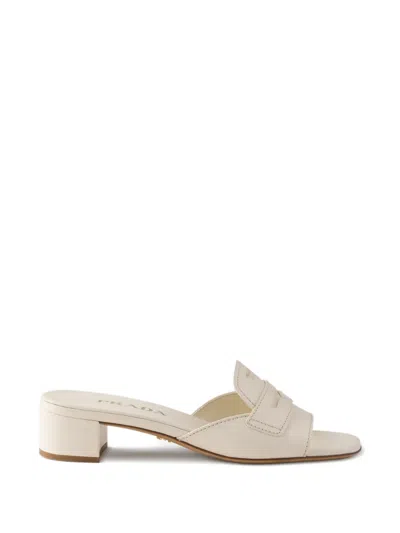 Prada Leather Sandals In White