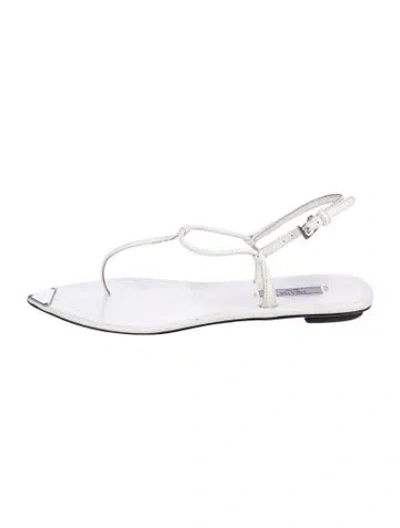 Pre-owned Prada Leather Sandals In White