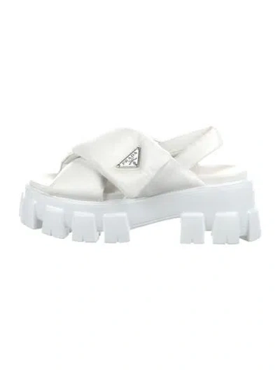 Pre-owned Prada Leather Sandals In White