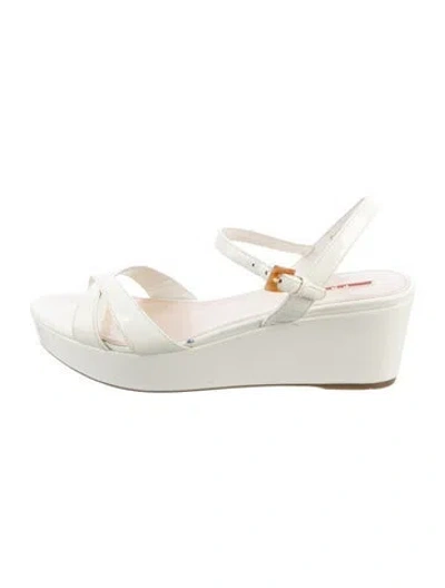 Pre-owned Prada Leather Sandals In White