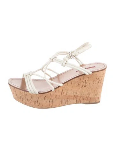 Pre-owned Prada Leather Sandals In White