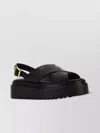 Prada Sandalen Aus Leder Mit Gekreuztem Band In Black