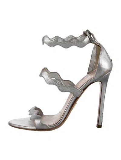 Pre-owned Prada Leather Scalloped Accent Sandals