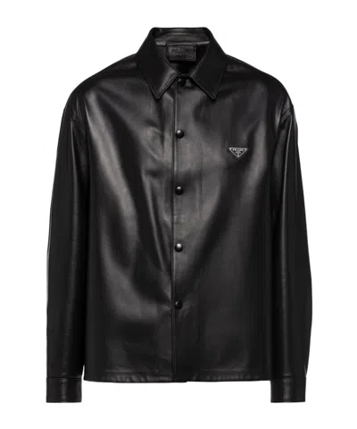 PRADA PRADA TRIANGLE-LOGO BUTTON-UP SHIRT
