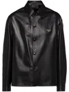 Prada Leather Shirt In Schwarz