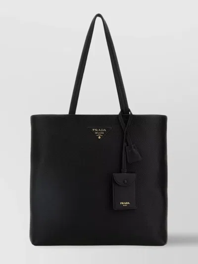 PRADA LEATHER SHOPPING BAG TOP HANDLES