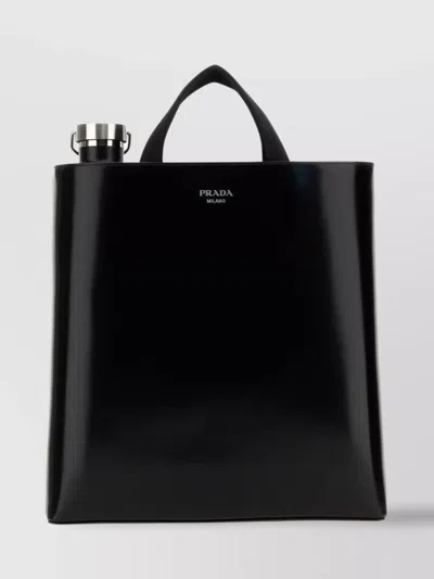 Prada Leather Shopping Bag With Detachable Bottle Holder