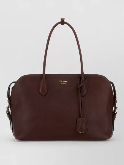 Prada Leather Shopping Shoulder Bag Detachable Strap