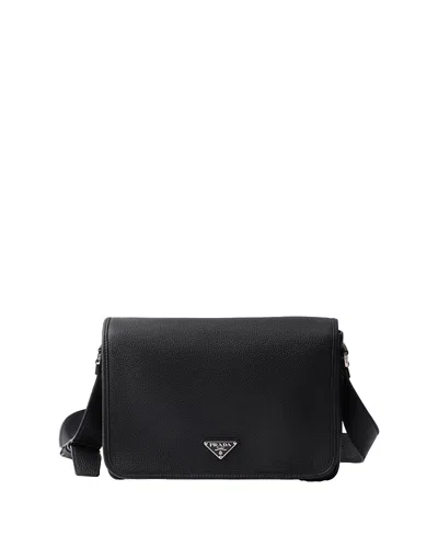 Prada Leather Shoulder Bag In Black