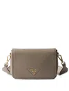 Prada Leather Shoulder Bag In Clay Gray