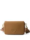 Prada Daino Flap Soft Leather Crossbody Bag In Brown