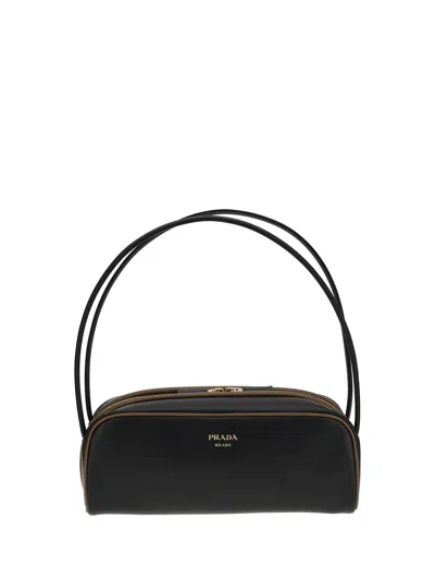Prada Swing Smooth Leather Shoulder Bag In Black