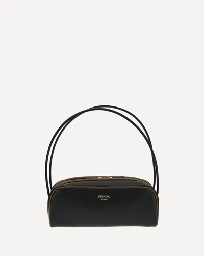 Prada Swing Smooth Leather Shoulder Bag In Black