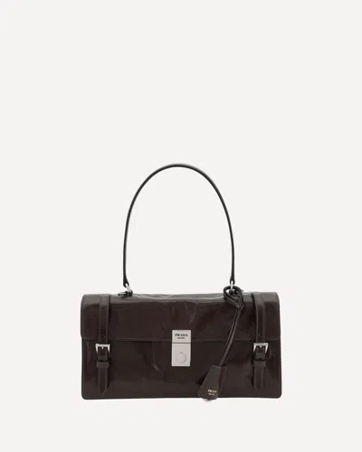 Prada Leather Shoulder Bag In Brown