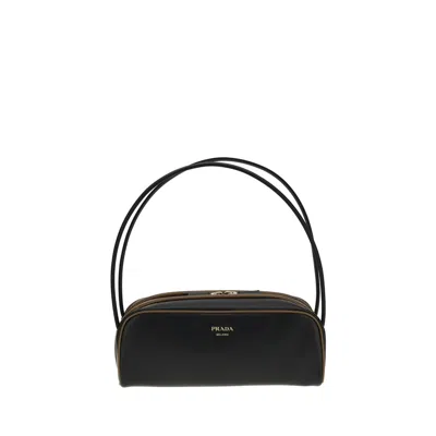 Prada Leather Shoulder Bag In Black