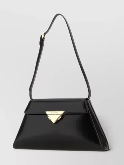 Prada Leather Shoulder Bag Adjustable Straps In Black