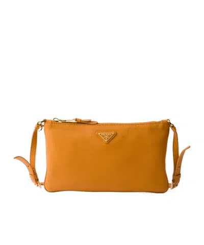 Prada Leather Pouch In Amber