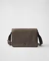 Prada Leather Shoulder Bag In Bamboo Gray