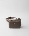 Prada Mens Grey Triangle-logo Leather Shoulder Bag In Bambusgrau