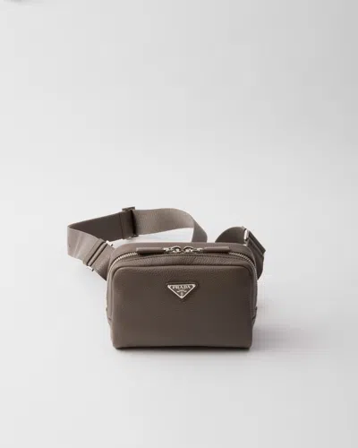 Prada Leather Shoulder Bag In Bambusgrau