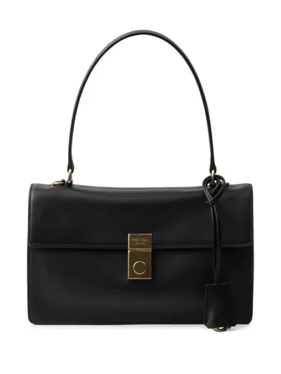 Prada Leather Shoulder Bag In Black