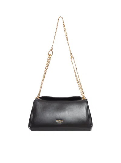 Prada Leather Shoulder Bag In Black