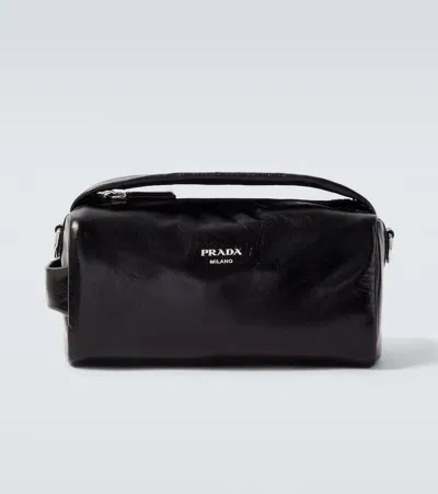 Prada Leather Shoulder Bag In Black
