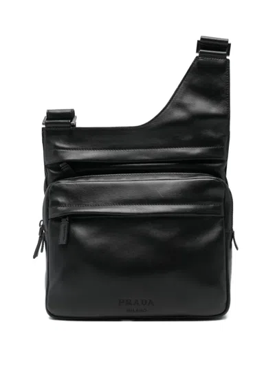 Prada Leather Shoulder Bag In Black