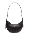Prada Leather Shoulder Bag Curved Shape Strap In Black