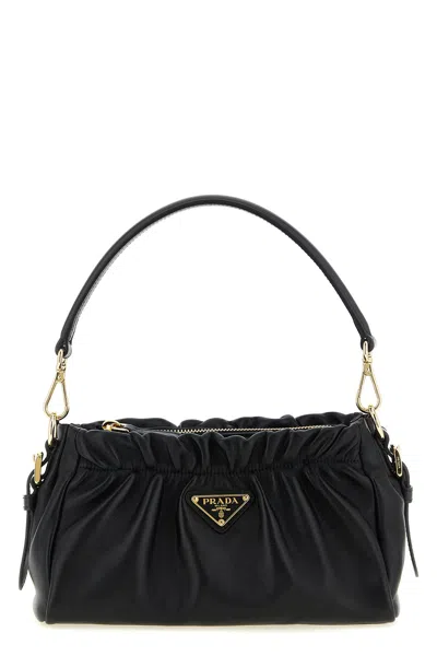 Prada Leather Shoulder Bag In Black