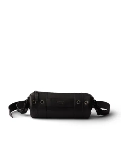 Prada Schultertasche Aus Leder In Black