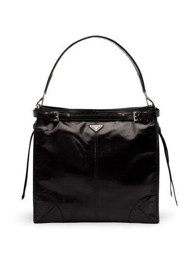 PRADA LEATHER SHOULDER BAG