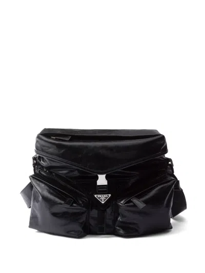 Prada Leather Shoulder Bag In Black