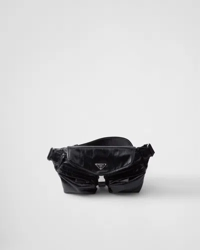Prada Leather Shoulder Bag In Black