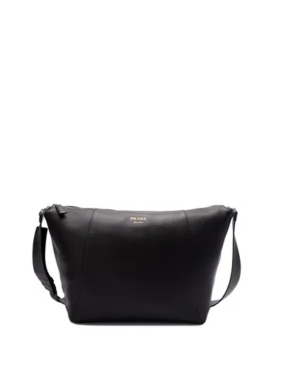 Prada Leather Shoulder Bag In Black  