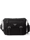 Prada Mens Black Re-nylon Brand-plaque Polyamide Shoulder Bag In Black