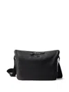 Prada Triangle Logo Leather Shoulder Bag In Black