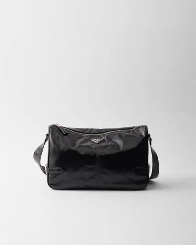 Prada Leather Shoulder Bag In Black