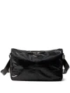 Prada Mens Black Logo-plaque Leather Shoulder Bag In Black