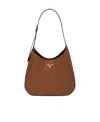 Prada Triangle-logo Leather Shoulder Bag In Brown